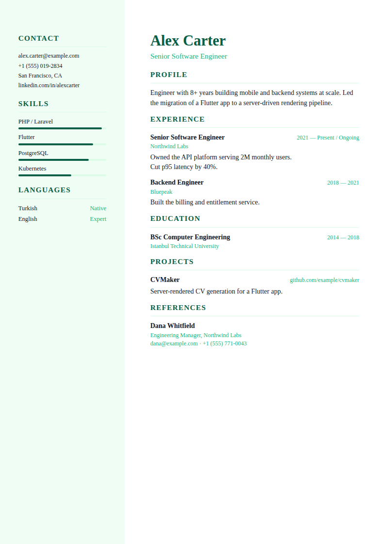 Sidebar Emerald